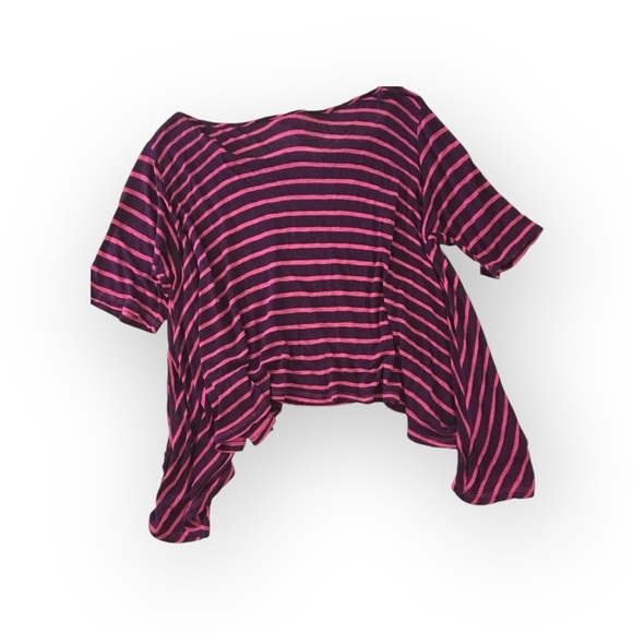 new LF Emma & Sam ᯾ Oversized Stripe Hi Lo Handkerchief Hem Tee ᯾ T Shirt Top XS - Picture 13 of 16